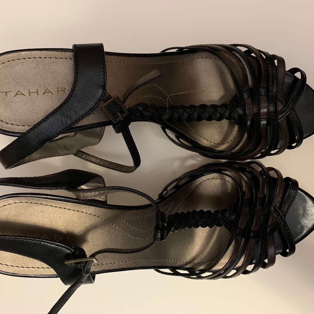Tahari Black and Brown Heeled Sandals size 11 - Picture 3 of 5